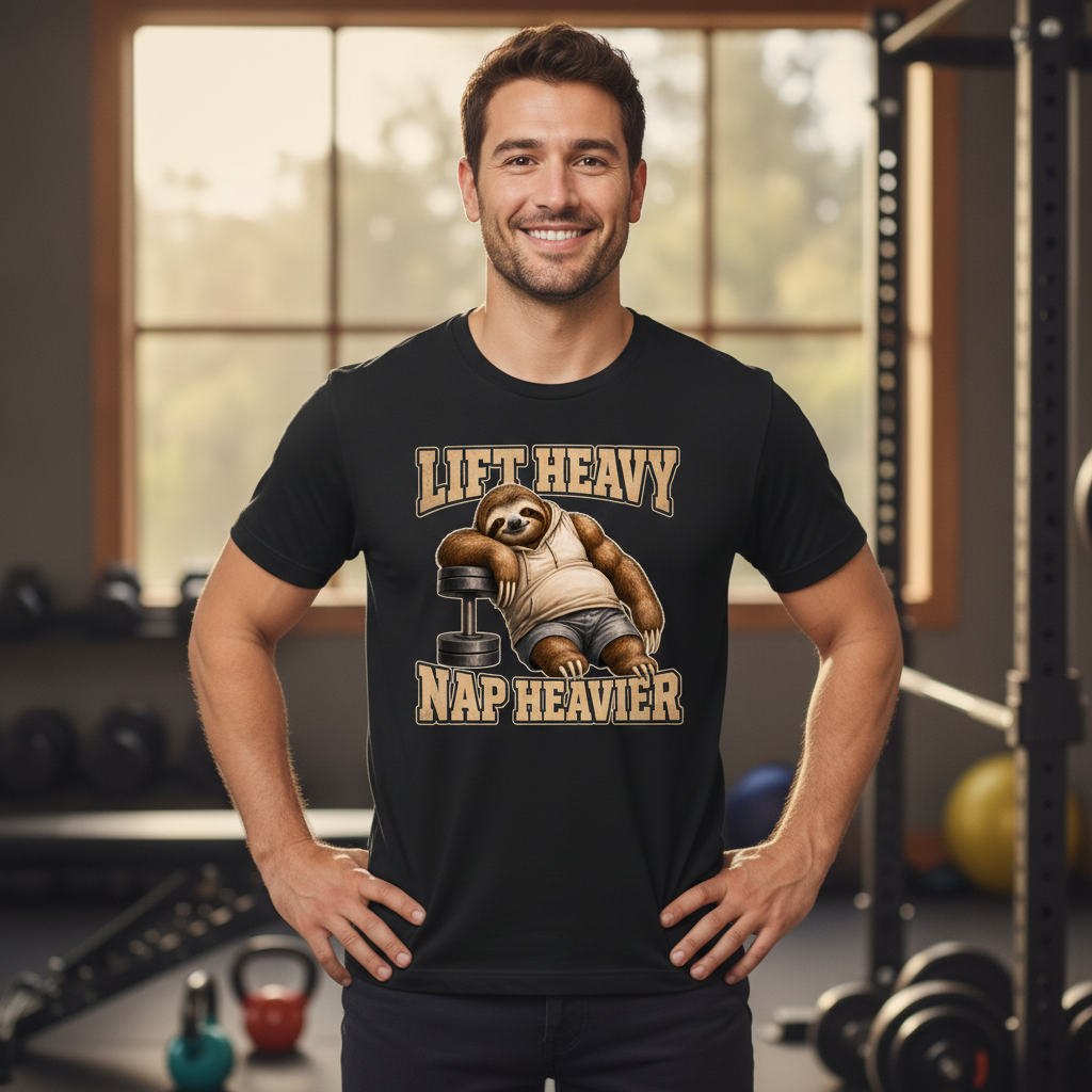 Lift Heavy, Nap Heavier — Solid Black Blend Bella+Canvas heathered gym tee