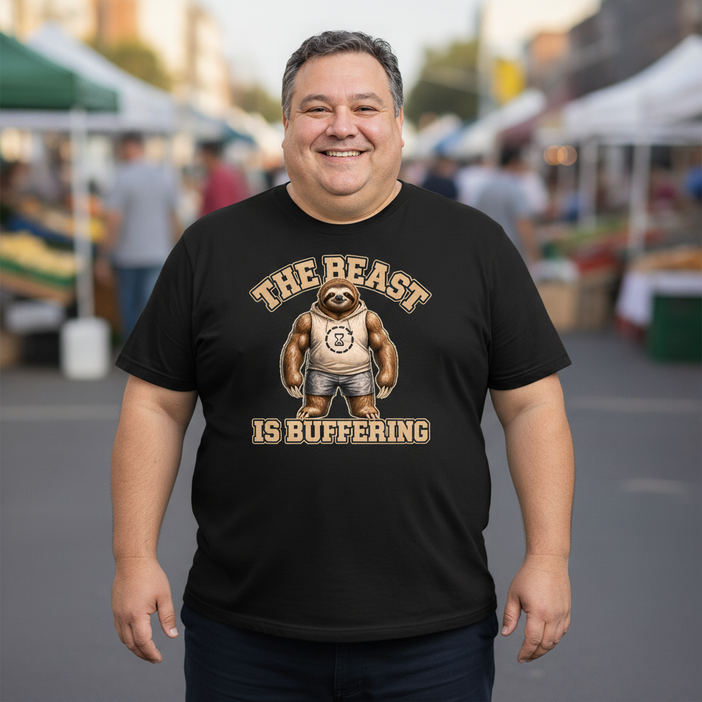 The Beast Is Buffering — Solid Black Blend Bella+Canvas heathered gym tee