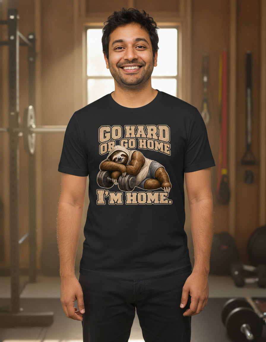 Go Hard or Go Home (I'm Home) — Solid Black Blend Bella+Canvas heathered gym tee