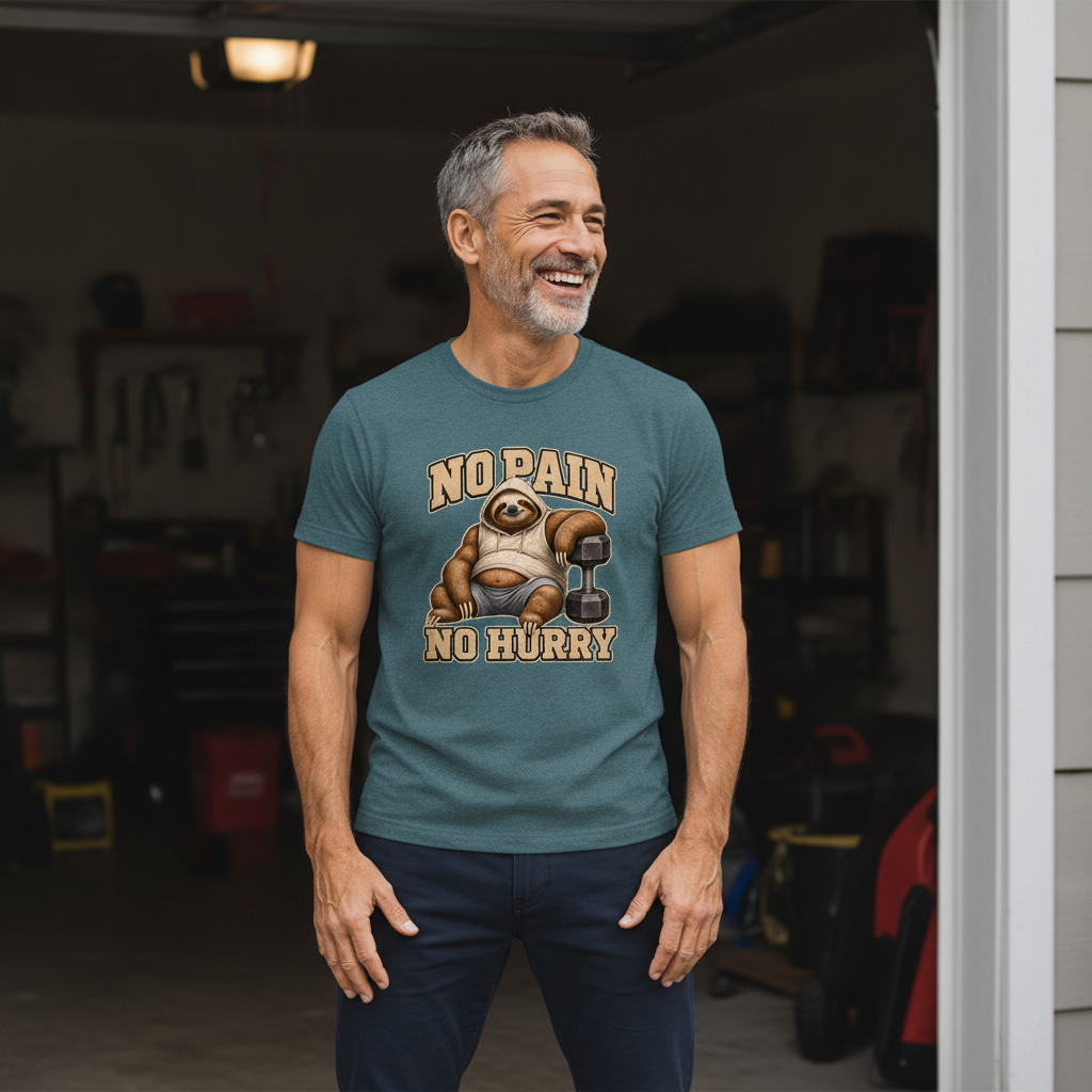 No Pain, No Hurry — Heather Deep Teal Bella+Canvas heathered gym tee