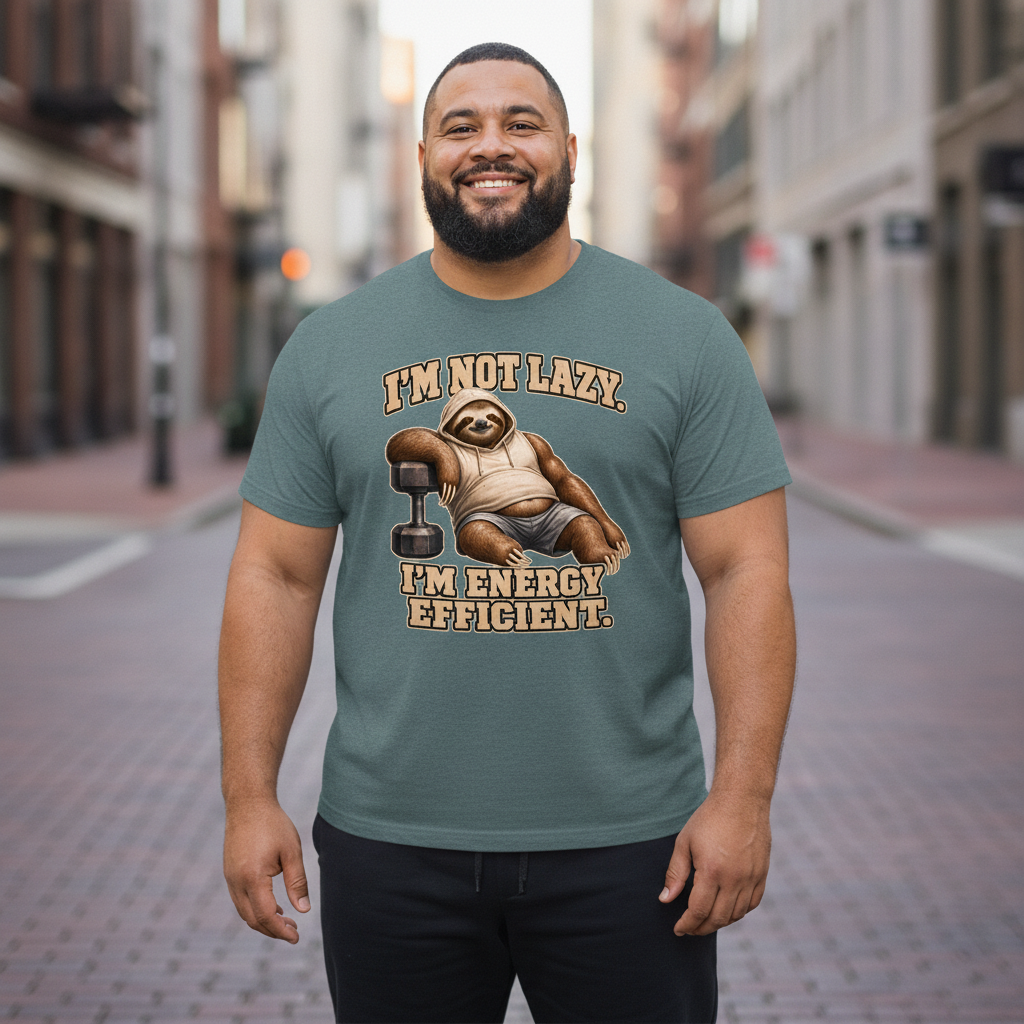 I'm Not Lazy, I'm Energy Efficient — Heather Deep Teal Bella+Canvas heathered gym tee