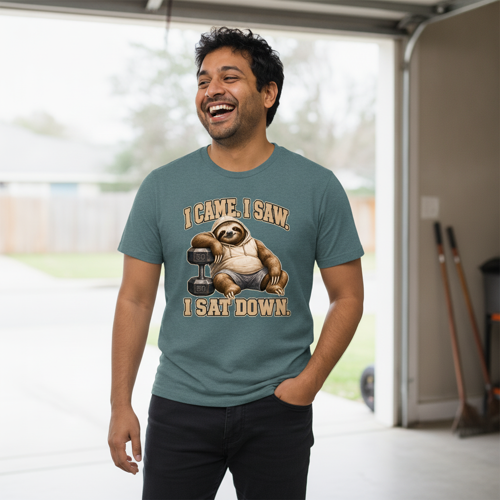 I Came, I Saw, I Sat Down — Heather Deep Teal Bella+Canvas heathered gym tee