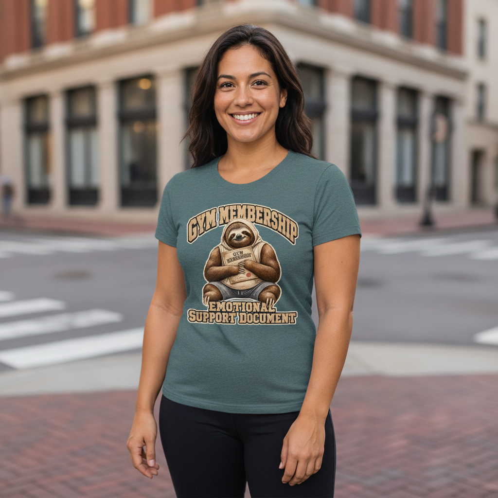 Gym Membership: Emotional Support Document — Heather Deep Teal Bella+Canvas heathered gym tee