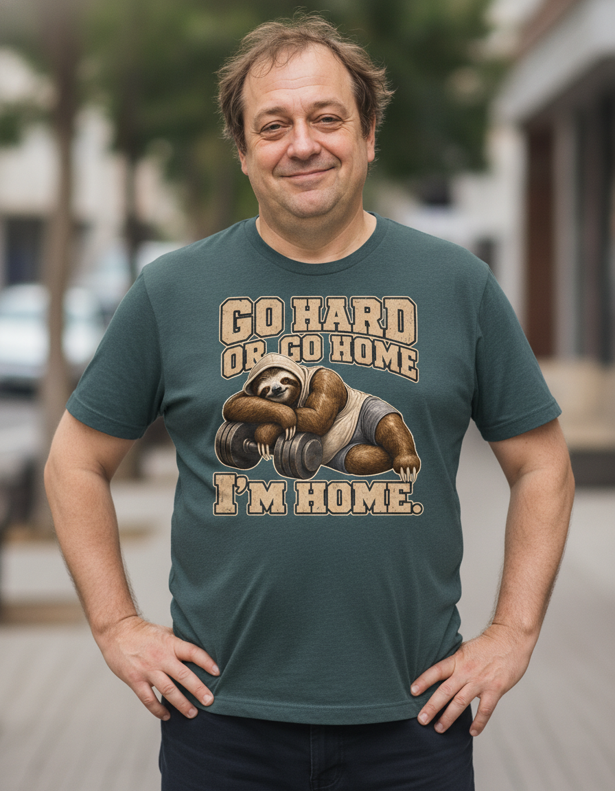 Go Hard or Go Home (I'm Home) — Heather Deep Teal Bella+Canvas heathered gym tee