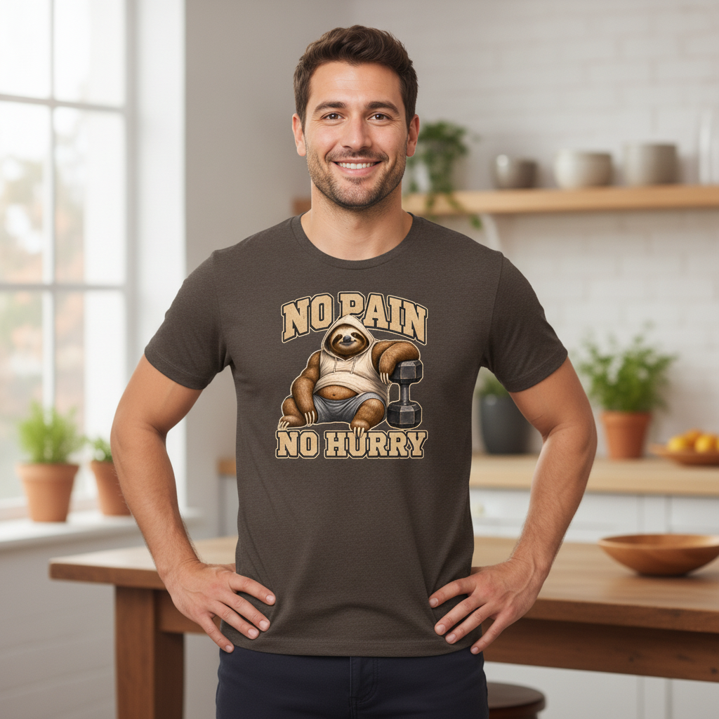 No Pain, No Hurry — Heather Brown Bella+Canvas heathered gym tee