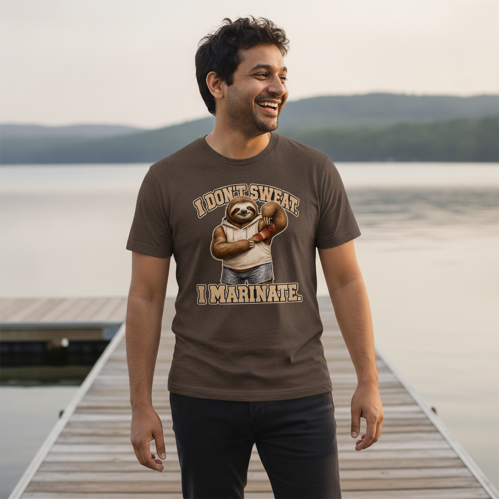 I Don't Sweat, I Marinate — Heather Brown Bella+Canvas heathered gym tee