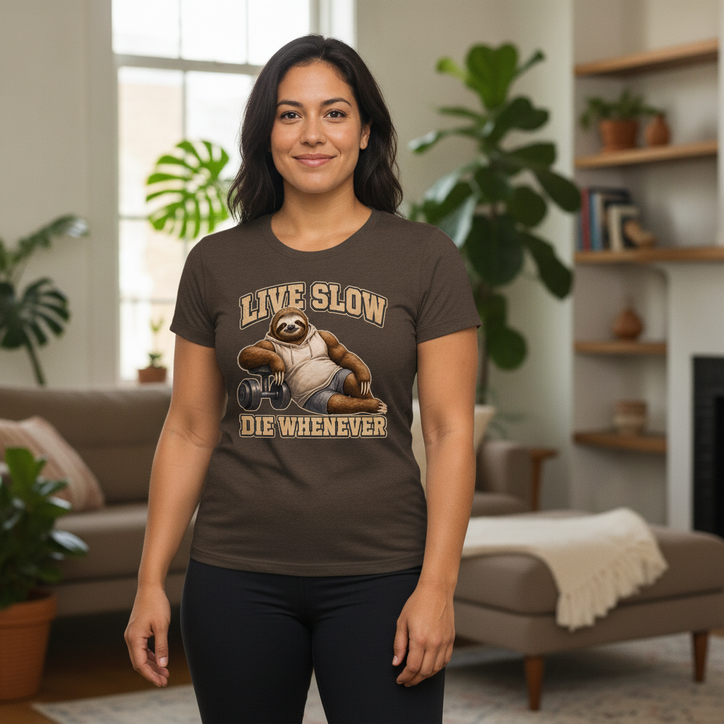 Live Slow, Die Whenever — Heather Brown Bella+Canvas heathered gym tee