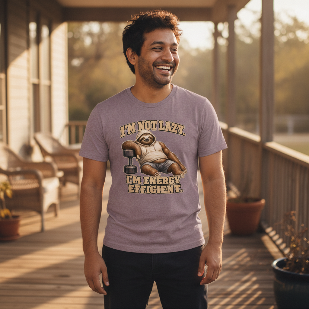 I'm Not Lazy, I'm Energy Efficient — Heather Purple Bella+Canvas heathered gym tee
