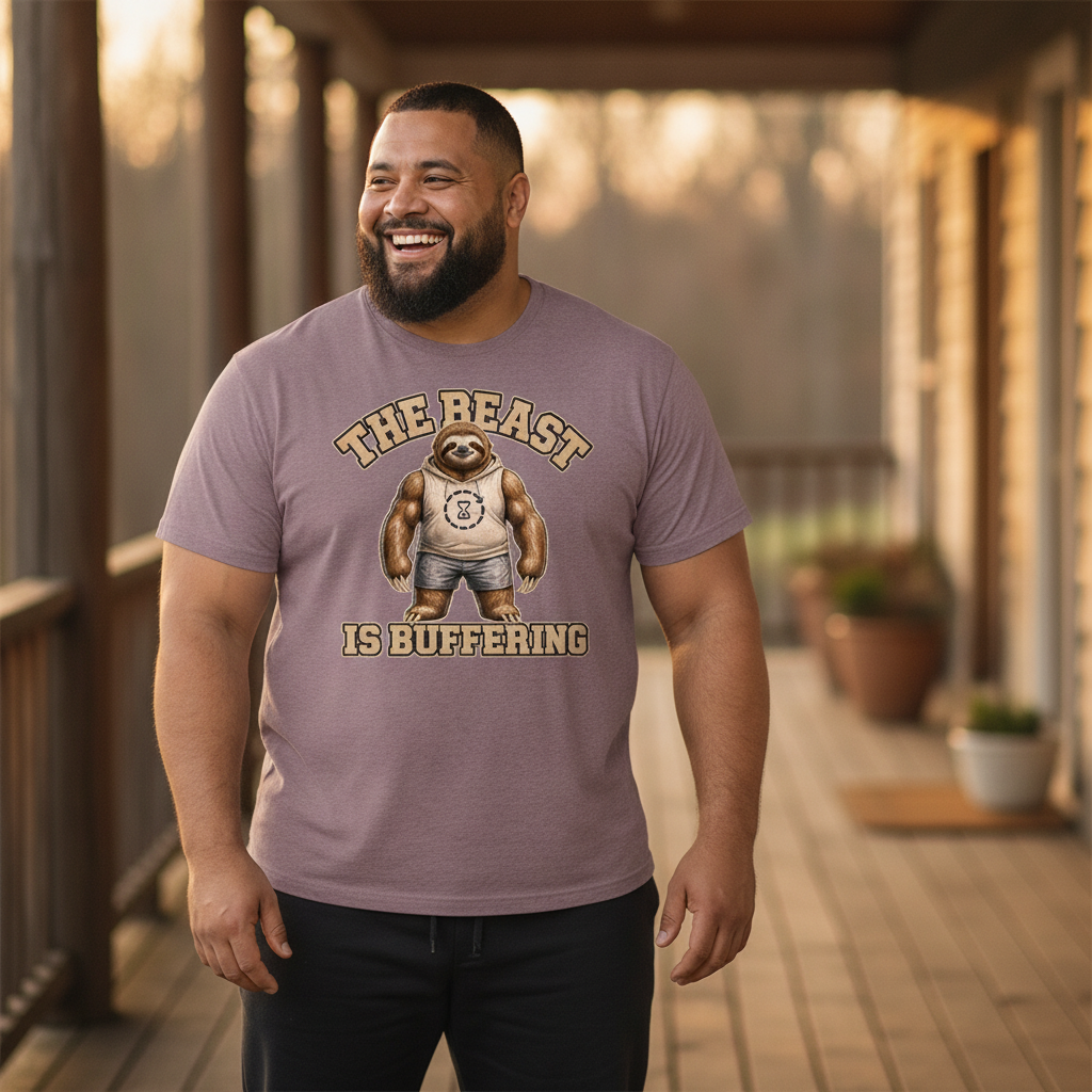 The Beast Is Buffering — Heather Purple Bella+Canvas heathered gym tee